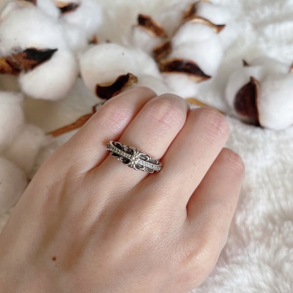 Chrome Hearts Ring Baby Classic Floral Cross Silver 925 Diamond Ring - Picture 1 of 13